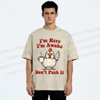 Unisex Chicken Printed Washed Tee