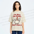 Unisex Chicken Printed Washed Tee