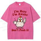 Unisex Chicken Printed Washed Tee