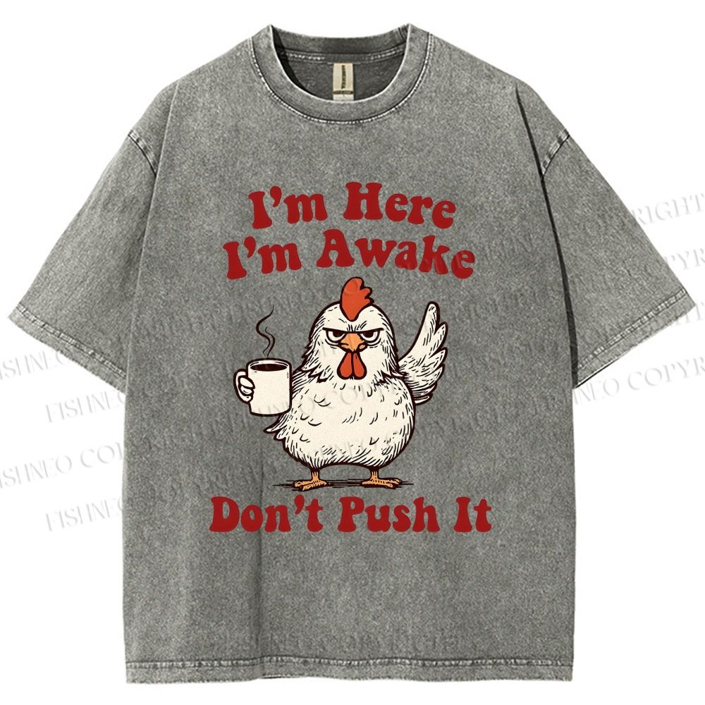 Unisex Chicken Printed Washed Tee