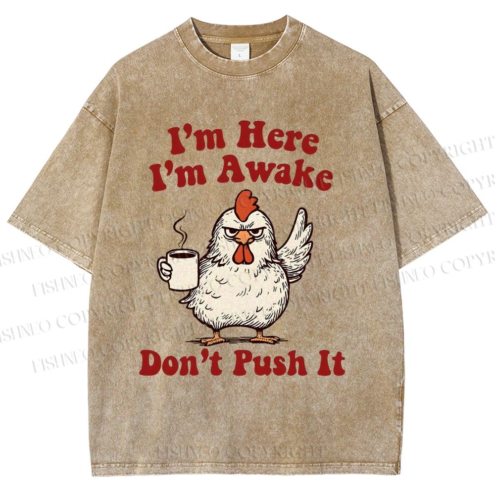 Unisex Chicken Printed Washed Tee