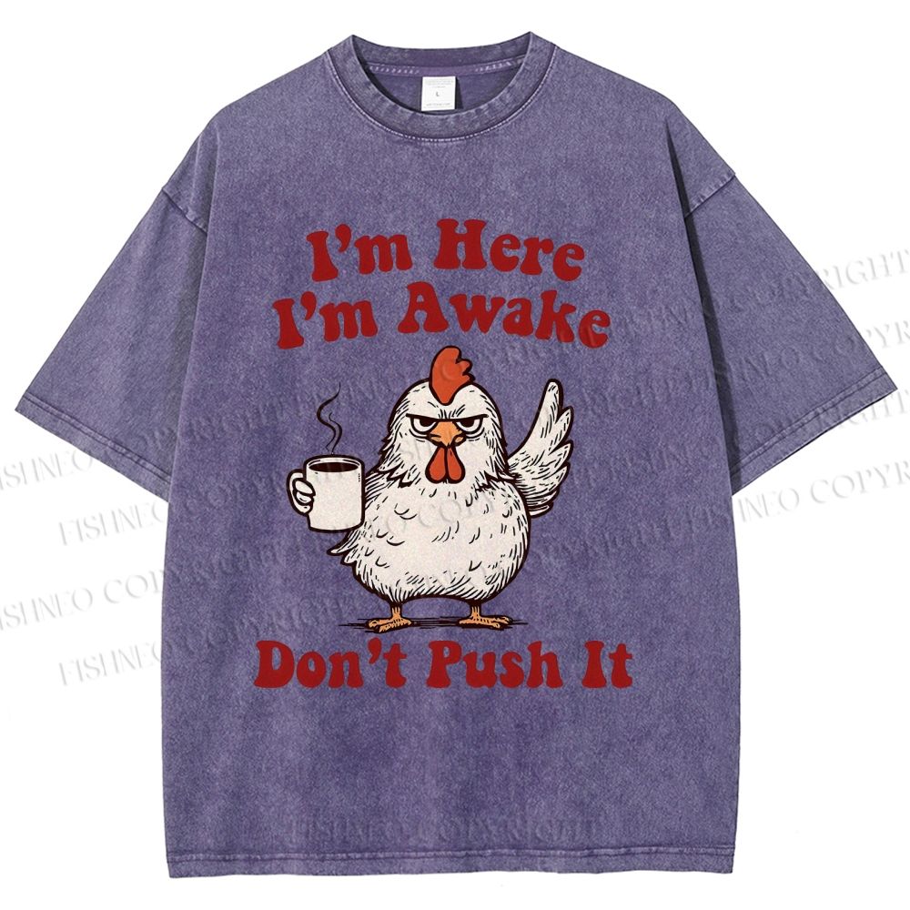 Unisex Chicken Printed Washed Tee