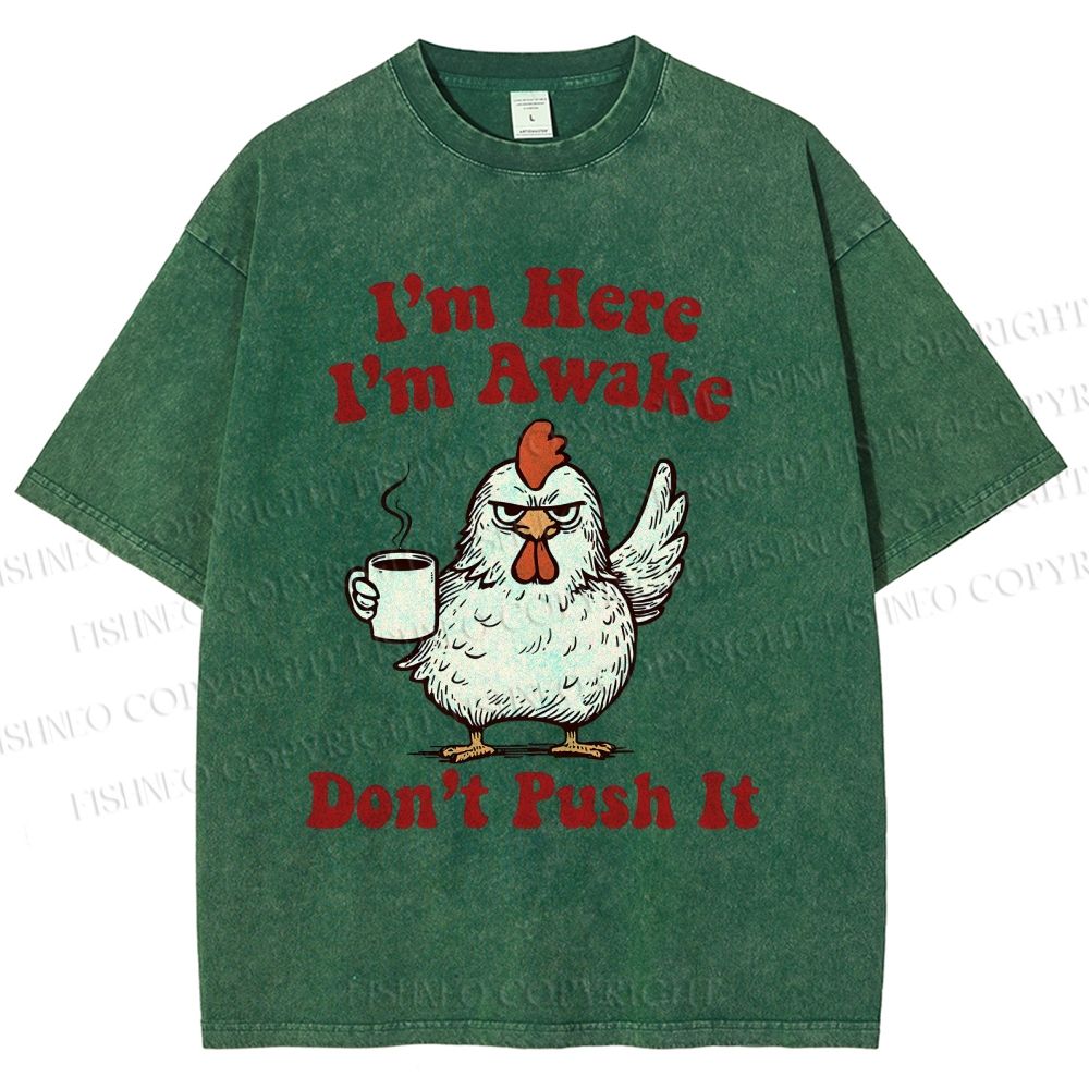 Unisex Chicken Printed Washed Tee