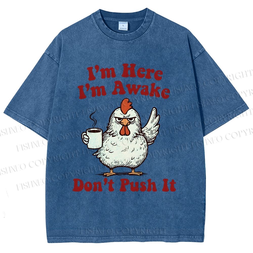 Unisex Chicken Printed Washed Tee