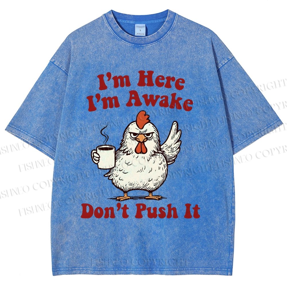 Unisex Chicken Printed Washed Tee
