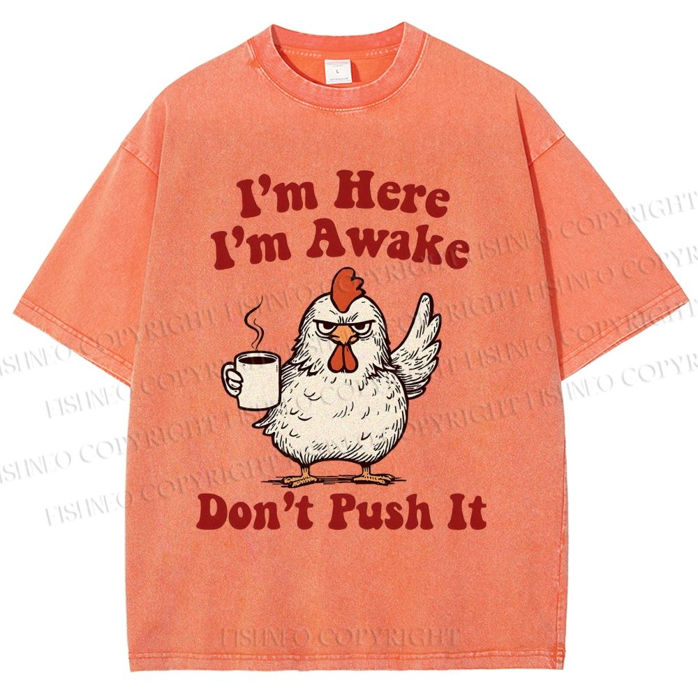 Unisex Chicken Printed Washed Tee