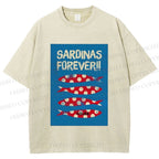 Unisex Sardine Fish Printed Washed Tee