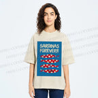 Unisex Sardine Fish Printed Washed Tee