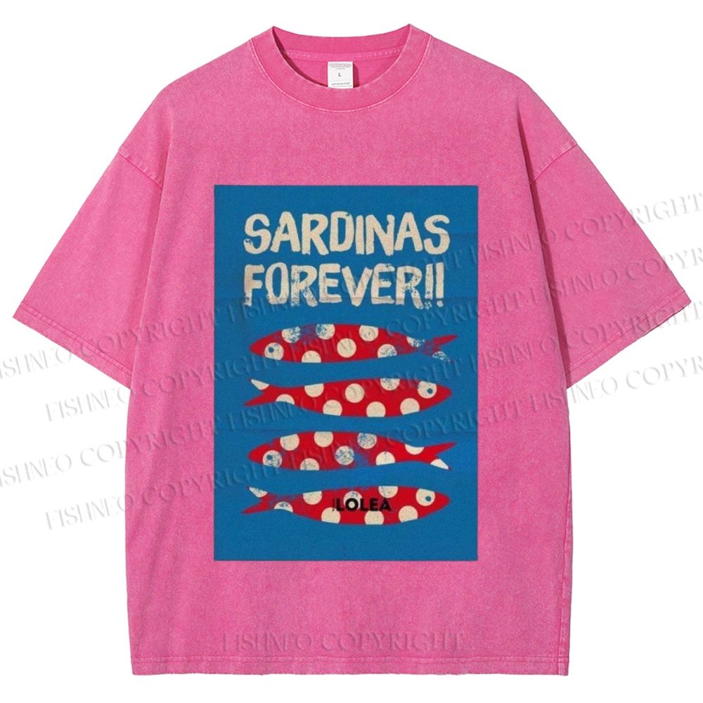 Unisex Sardine Fish Printed Washed Tee