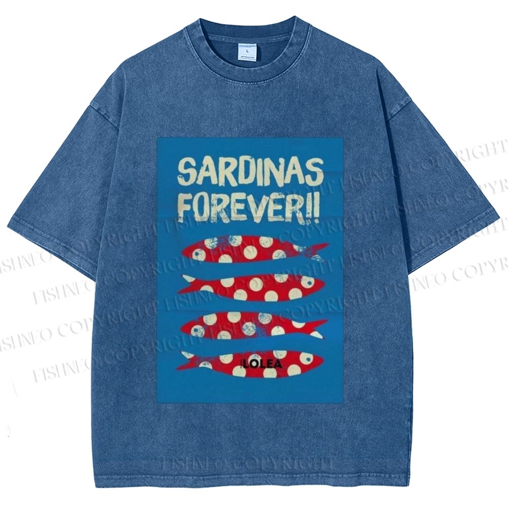 Unisex Sardine Fish Printed Washed Tee
