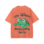 Unisex Everything Hard Frog Front And Back Printed Washed Tee