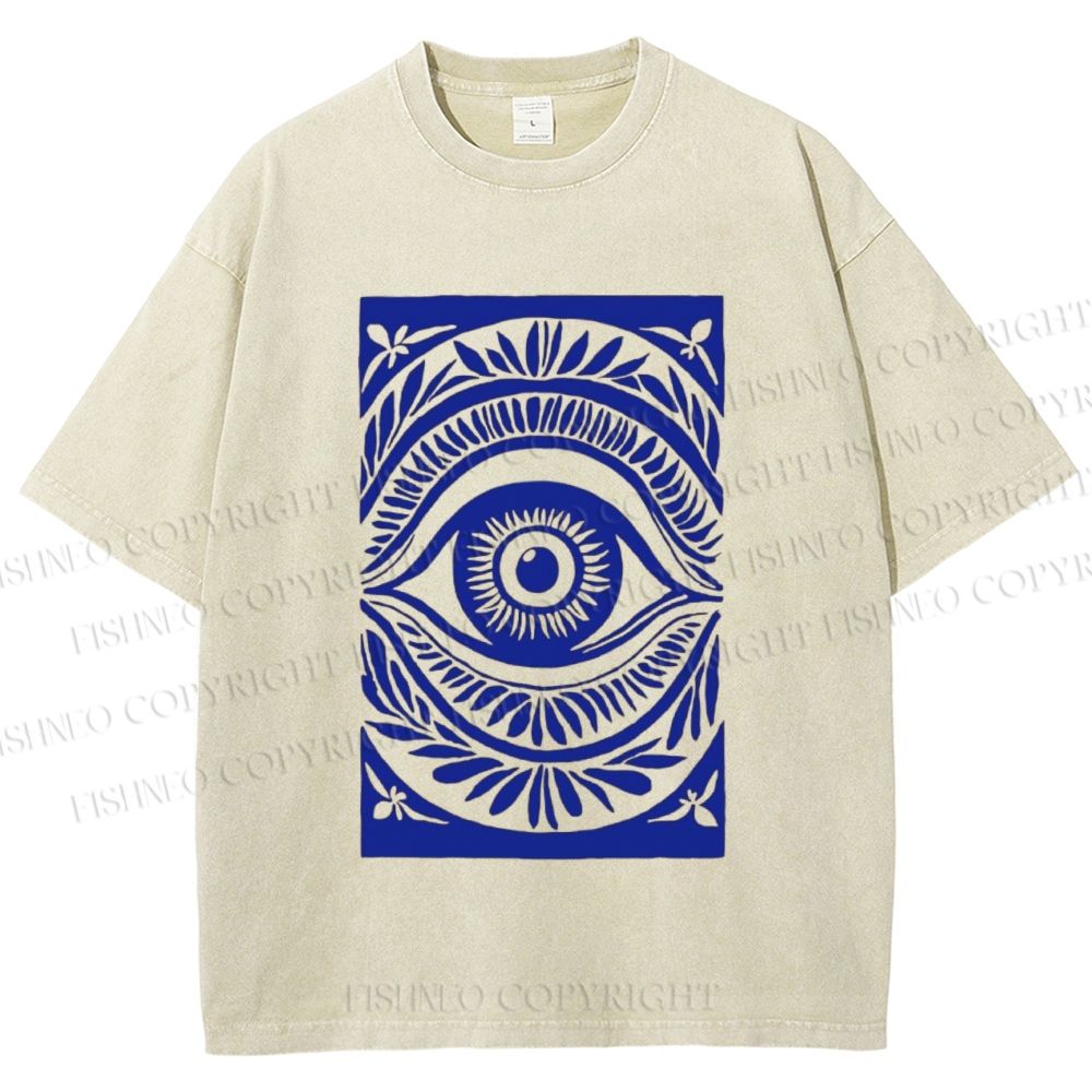 Unisex Blue Eye Printed Washed Tee