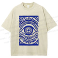 Unisex Blue Eye Printed Washed Tee