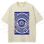 Unisex Blue Eye Printed Washed Tee