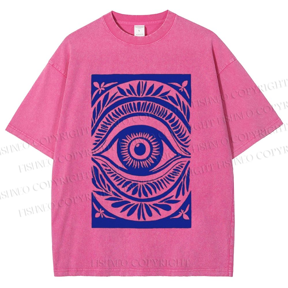 Unisex Blue Eye Printed Washed Tee