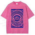 Unisex Blue Eye Printed Washed Tee