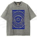 Unisex Blue Eye Printed Washed Tee