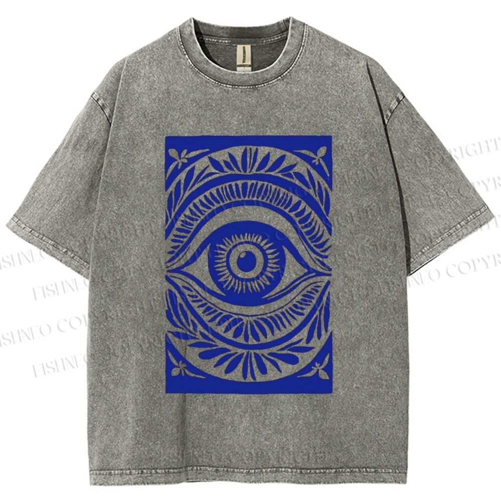 Unisex Blue Eye Printed Washed Tee