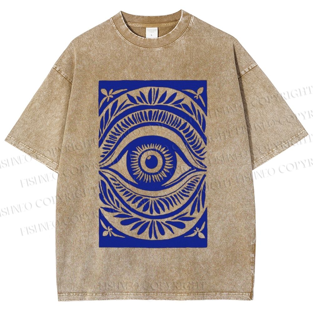 Unisex Blue Eye Printed Washed Tee