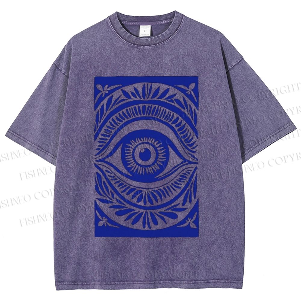 Unisex Blue Eye Printed Washed Tee