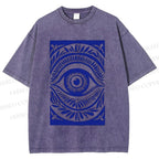 Unisex Blue Eye Printed Washed Tee