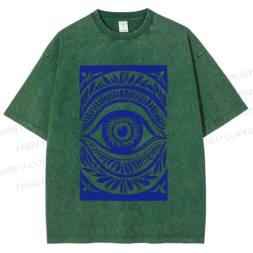 Unisex Blue Eye Printed Washed Tee