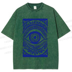 Unisex Blue Eye Printed Washed Tee