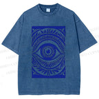 Unisex Blue Eye Printed Washed Tee
