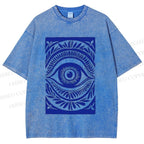 Unisex Blue Eye Printed Washed Tee