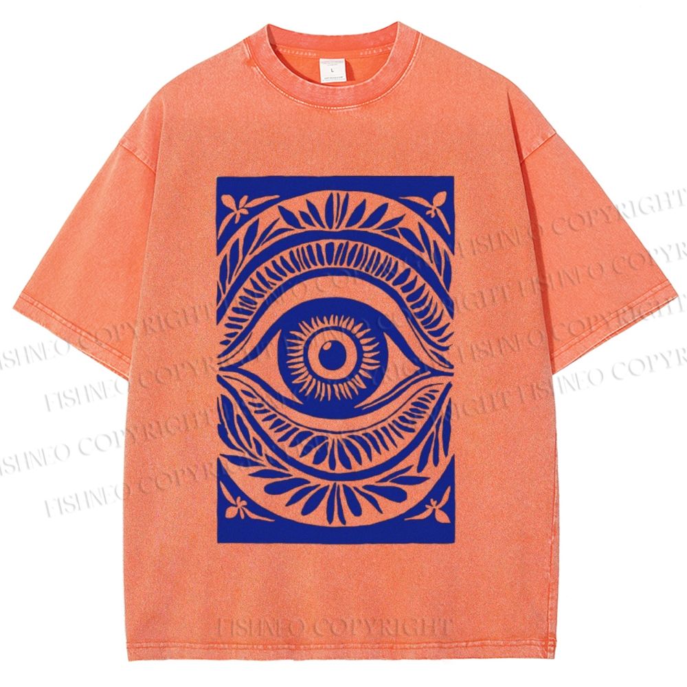 Unisex Blue Eye Printed Washed Tee