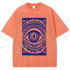 Unisex Blue Eye Printed Washed Tee