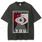 Unisex Geometric Art Eyes Printed Washed Tee