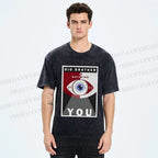 Unisex Geometric Art Eyes Printed Washed Tee