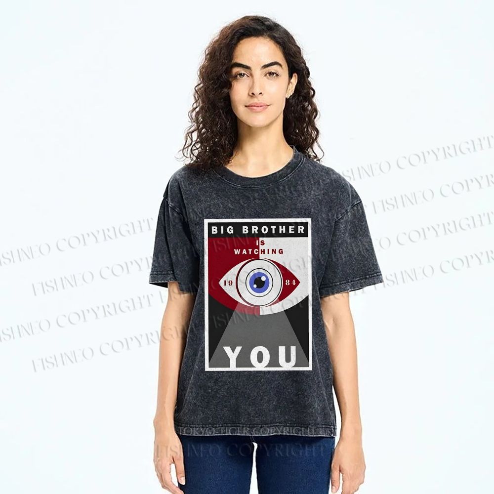 Unisex Geometric Art Eyes Printed Washed Tee