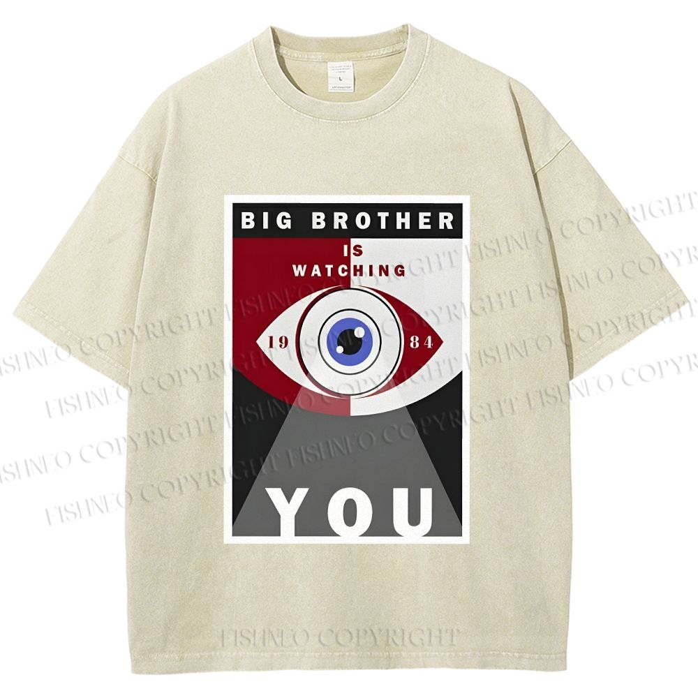 Unisex Geometric Art Eyes Printed Washed Tee
