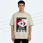 Unisex Geometric Art Eyes Printed Washed Tee