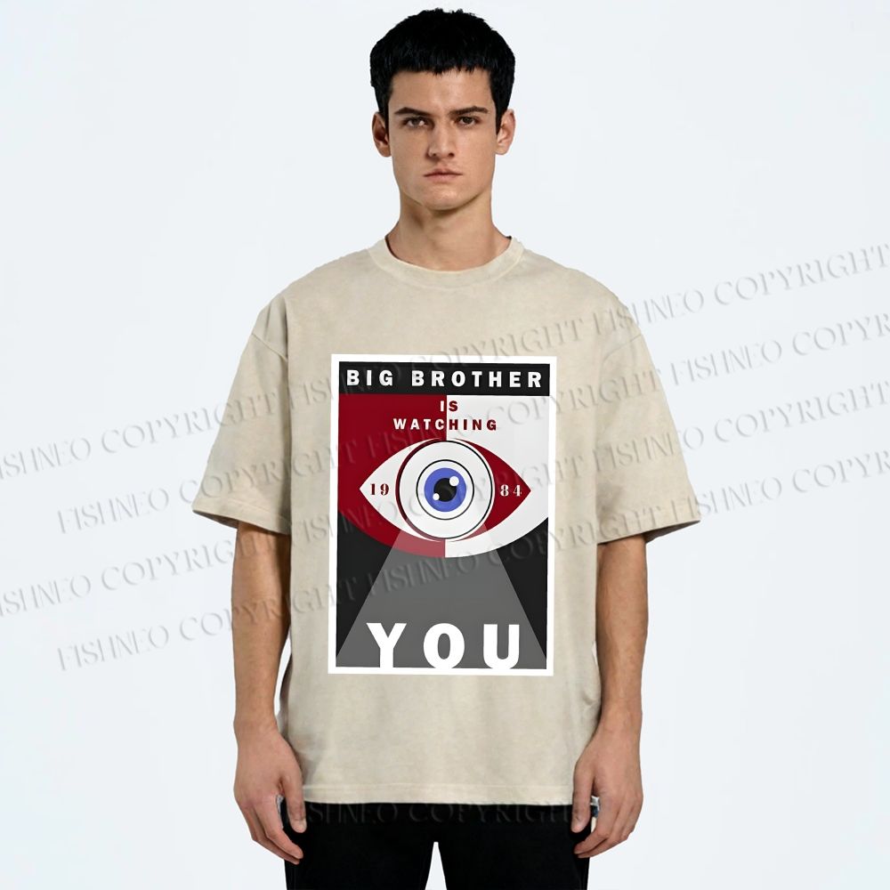 Unisex Geometric Art Eyes Printed Washed Tee
