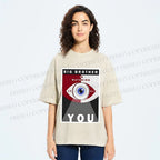 Unisex Geometric Art Eyes Printed Washed Tee