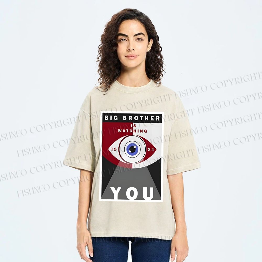 Unisex Geometric Art Eyes Printed Washed Tee
