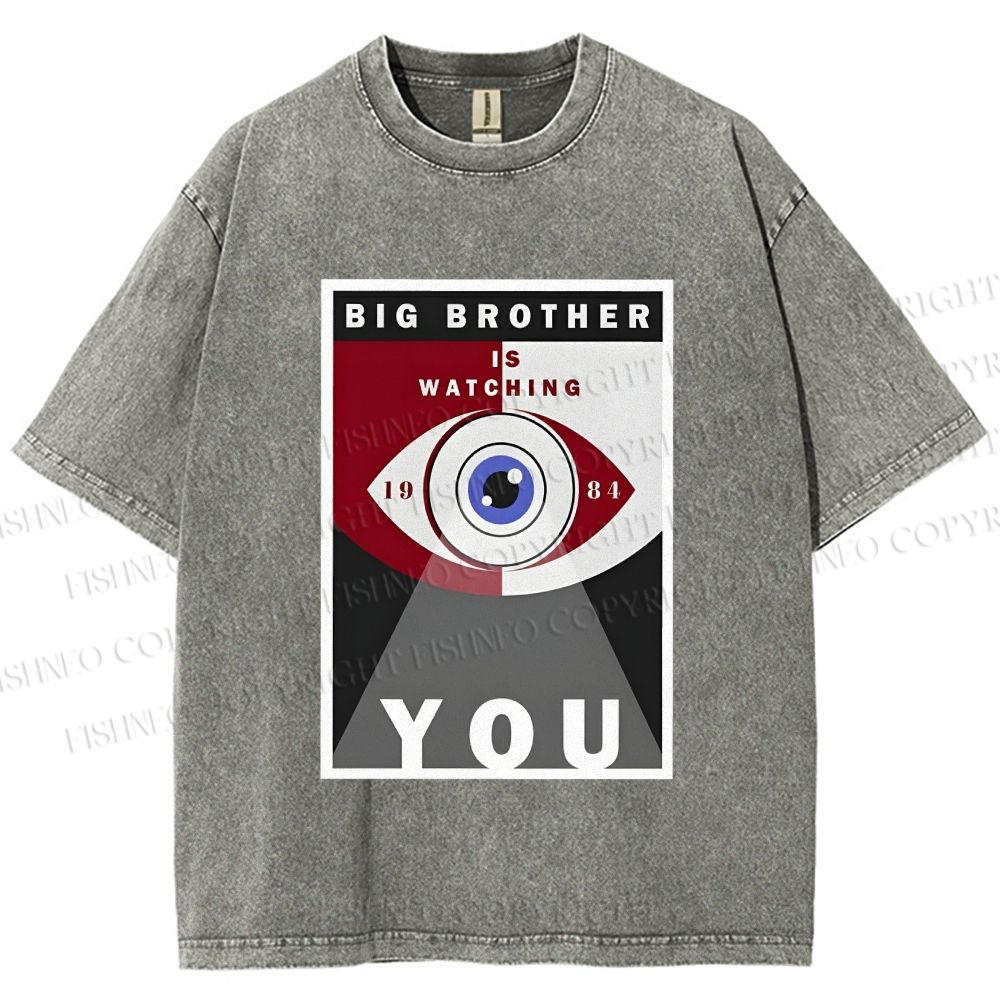 Unisex Geometric Art Eyes Printed Washed Tee