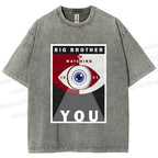 Unisex Geometric Art Eyes Printed Washed Tee