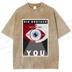 Unisex Geometric Art Eyes Printed Washed Tee