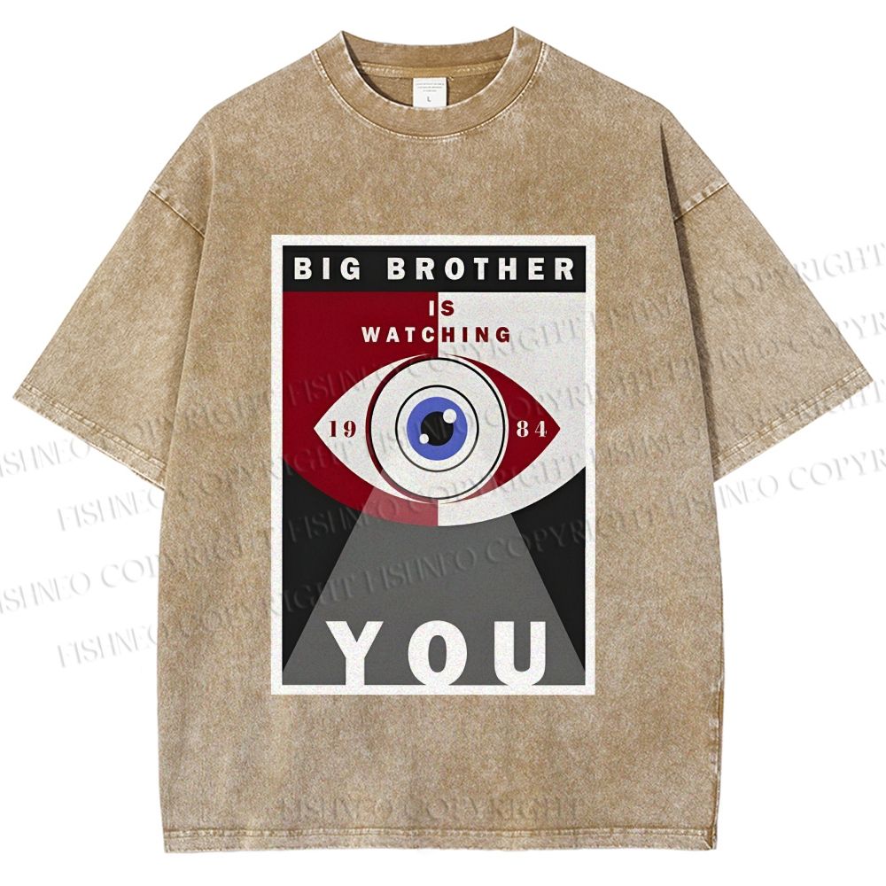 Unisex Geometric Art Eyes Printed Washed Tee