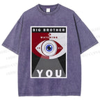 Unisex Geometric Art Eyes Printed Washed Tee
