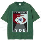 Unisex Geometric Art Eyes Printed Washed Tee