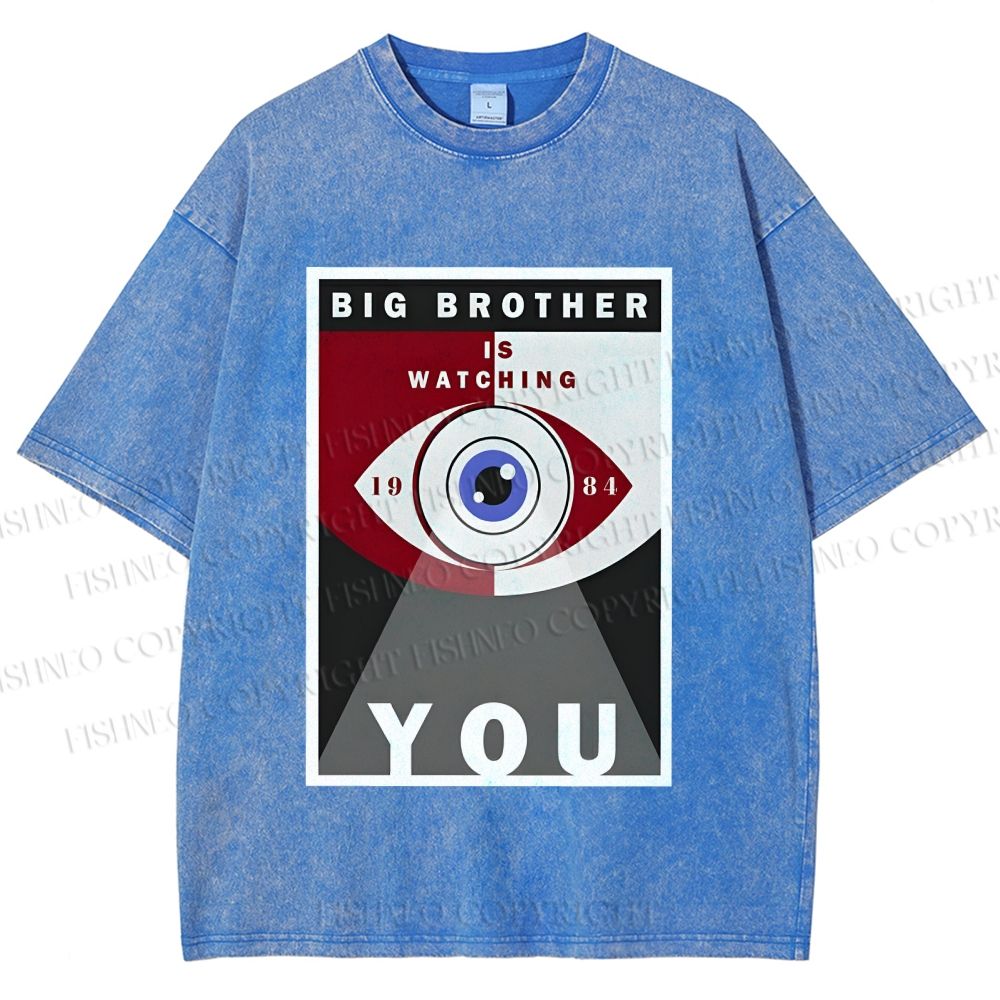 Unisex Geometric Art Eyes Printed Washed Tee