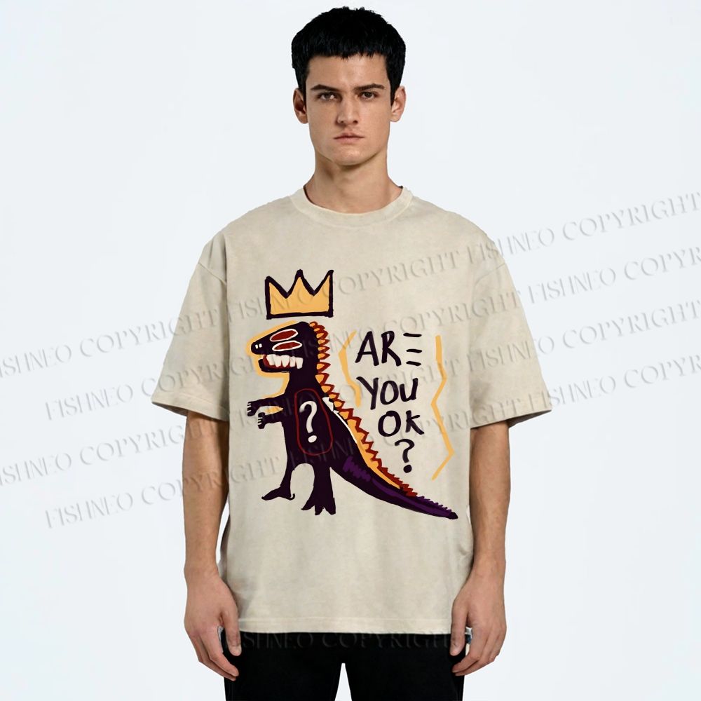 Unisex Monster Printed Washed Tee