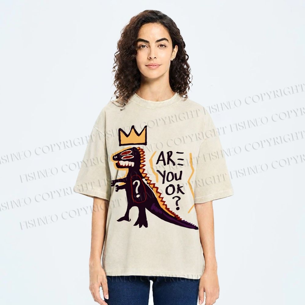 Unisex Monster Printed Washed Tee