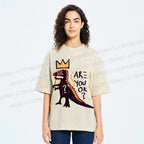 Unisex Monster Printed Washed Tee