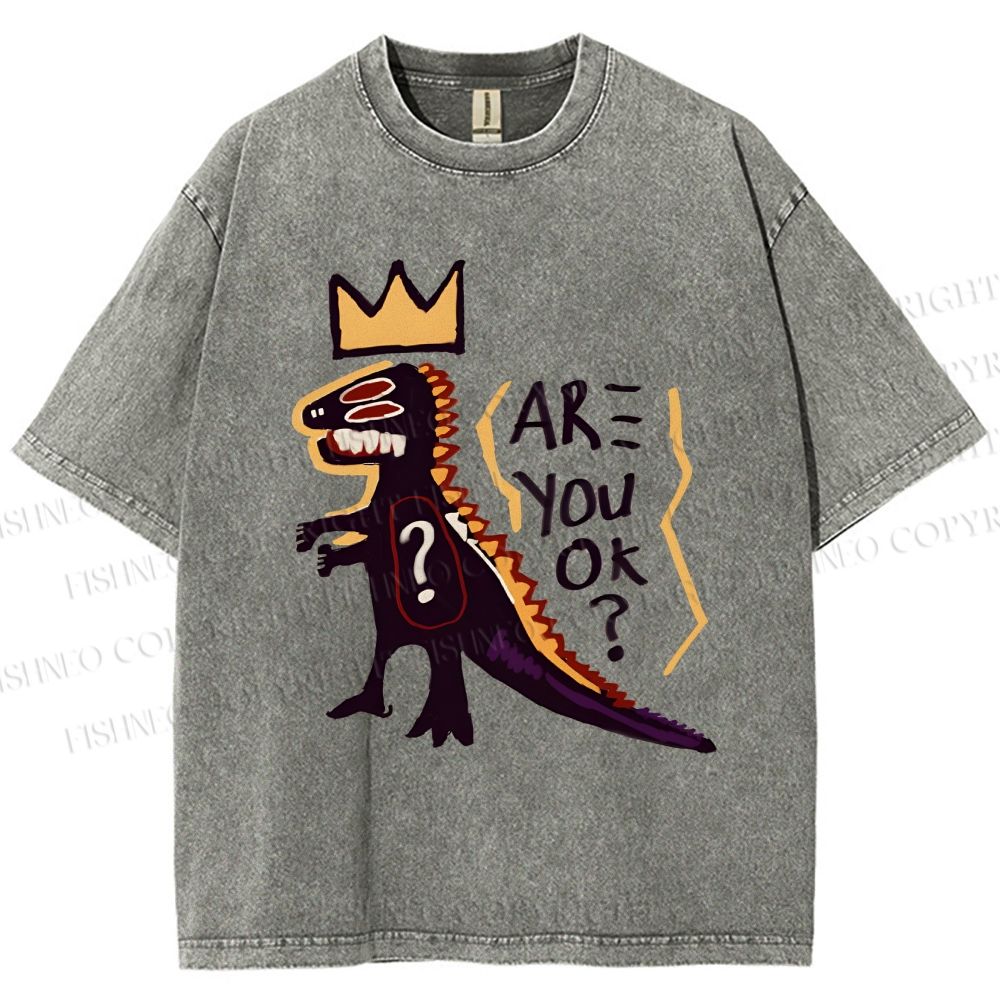 Unisex Monster Printed Washed Tee
